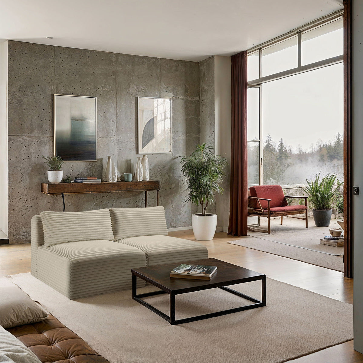 Shaggy - 2 Seat Modular Armless Sofa