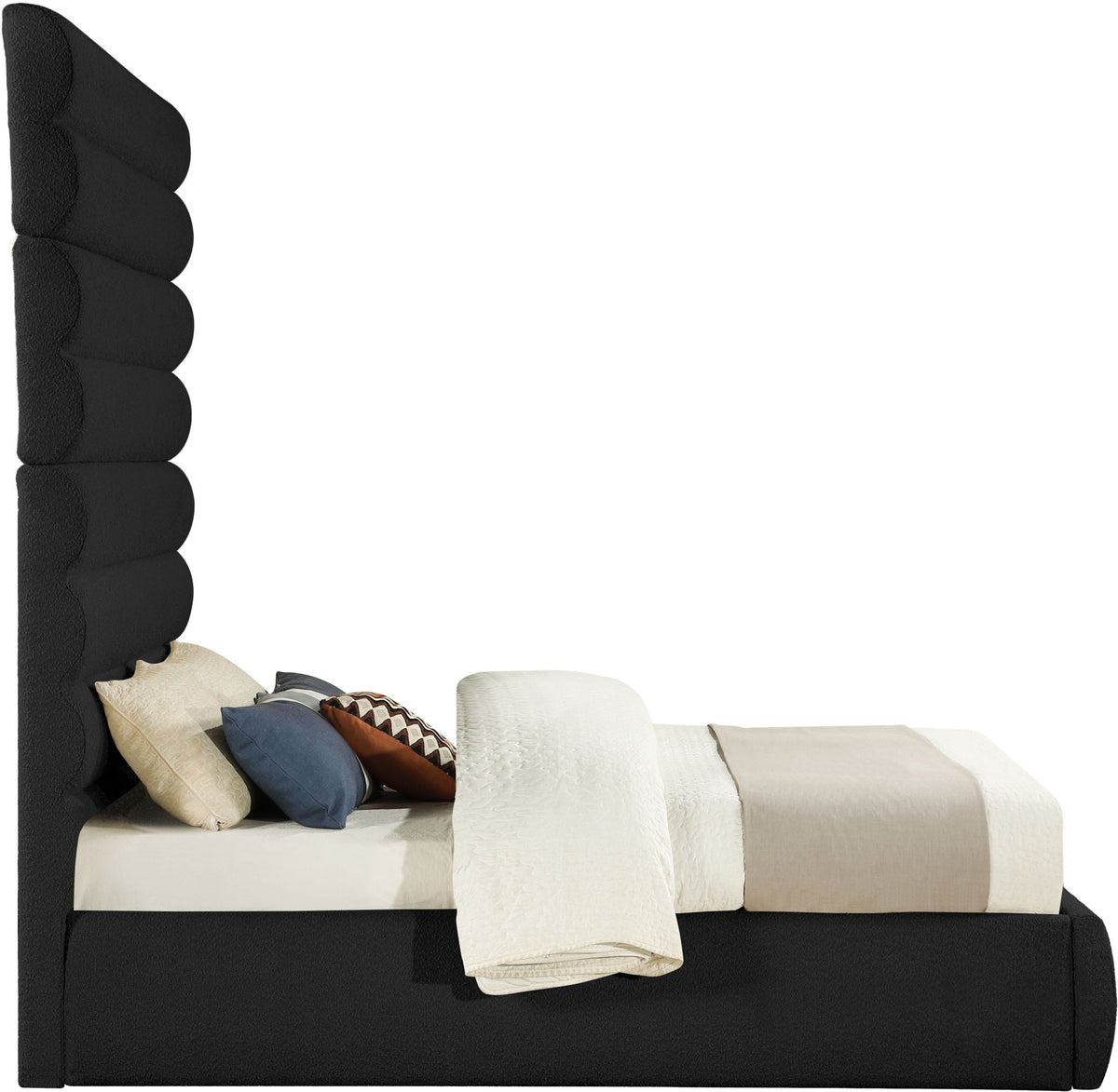 Adam - Boucle Fabric Bed With 89" Headboard