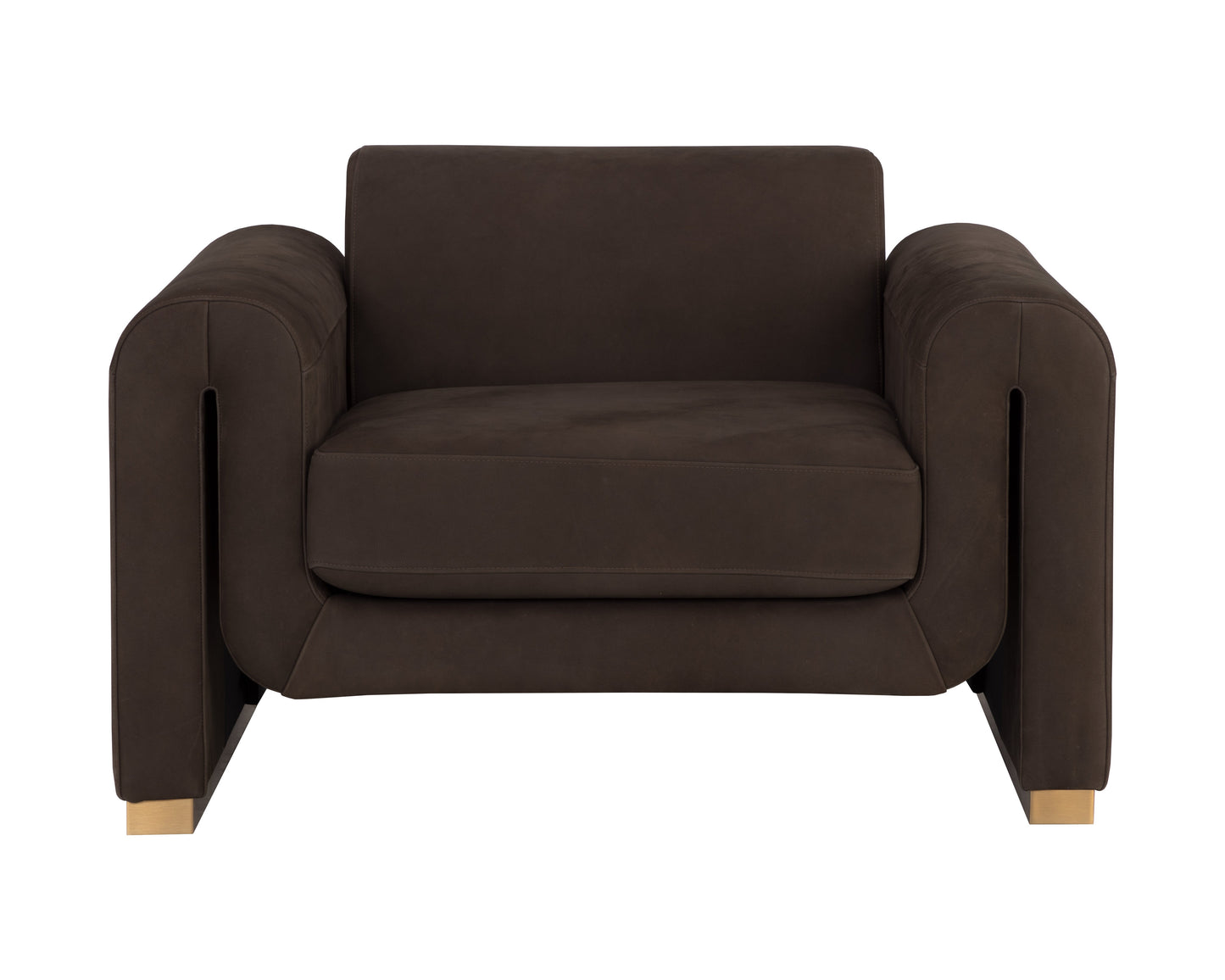 Romer Armchair - Brushed Gold - Nubuck Cocoa Leather