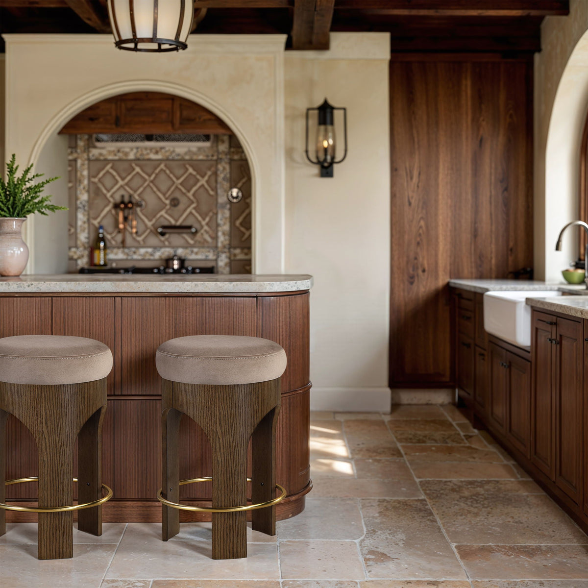 Bocceli - Counter Stool - Brown Base