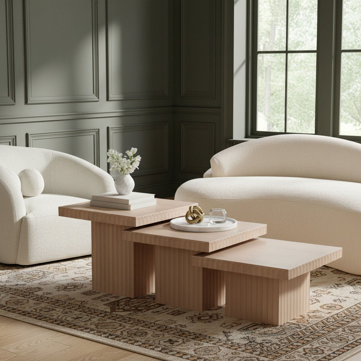 Spencer - Oak Veneer 3 Piece Coffee Tabl