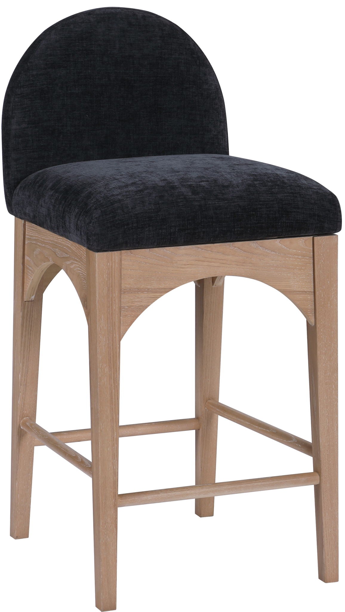 Waldorf - Chenille Stool With Natural Legs