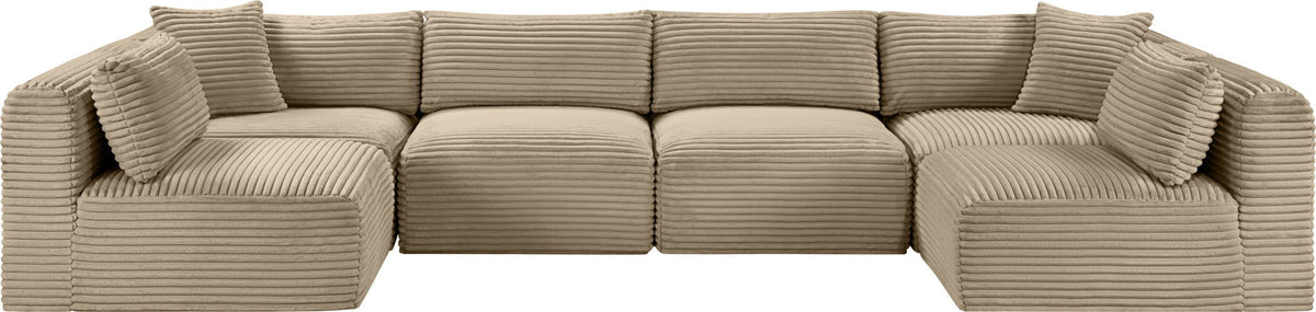 Shaggy - Fabric 6 Piece Modular U-Shaped Armless Sectional