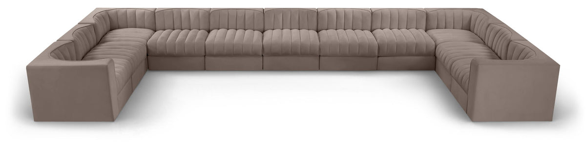 Rummi - Velvet Performance Fabric Upholstered 11 Piece Modular Sectional