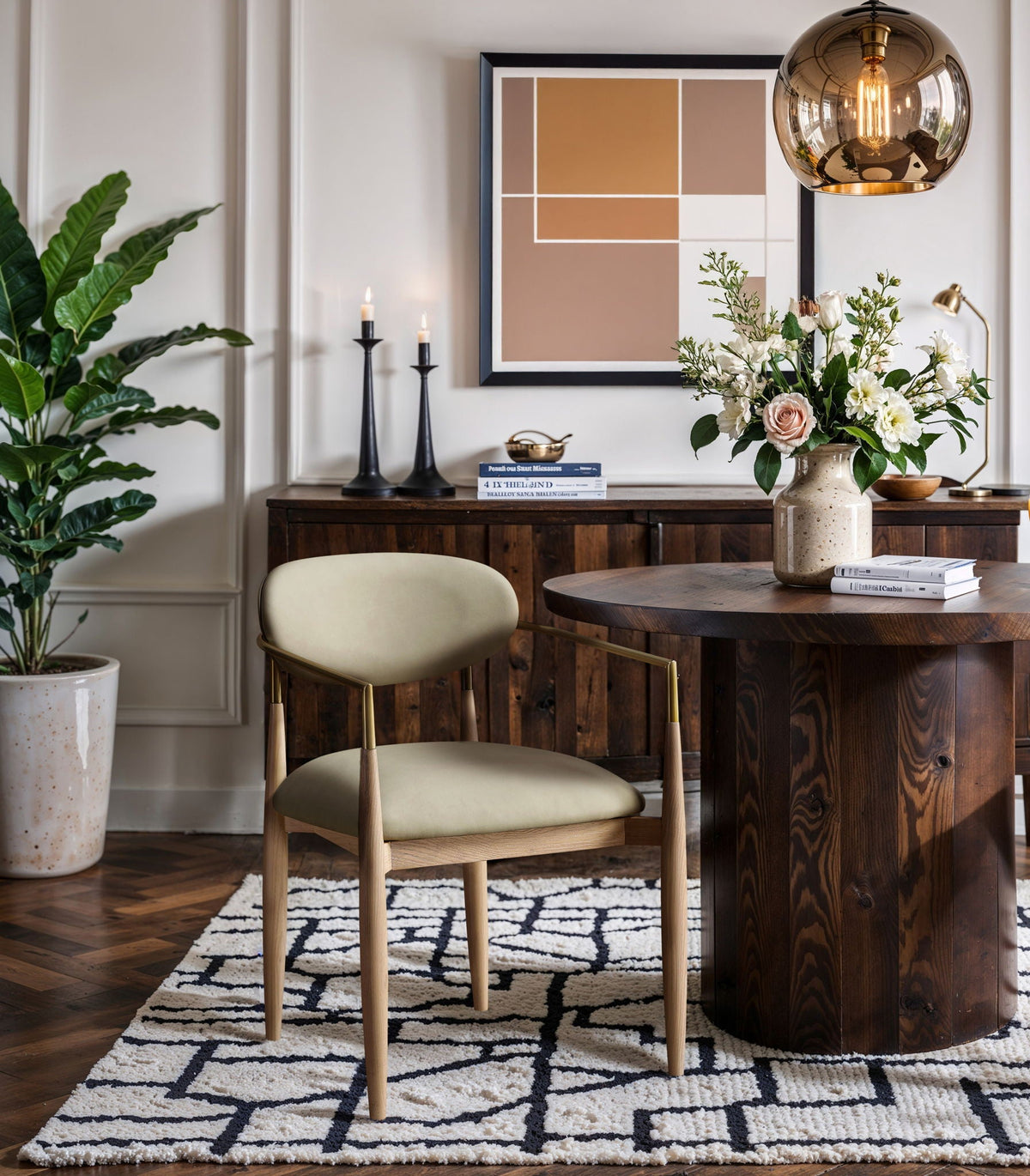 Riccio - Dining Arm Chair (Set of 2) - Natural And Gold Frame