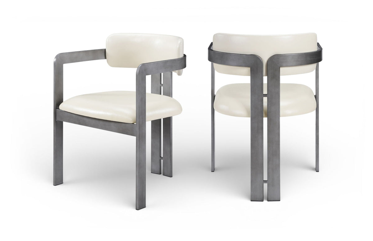 Aurum - Vegan Leather Upholstered Dining Chair With Gray Base (Set of 2)