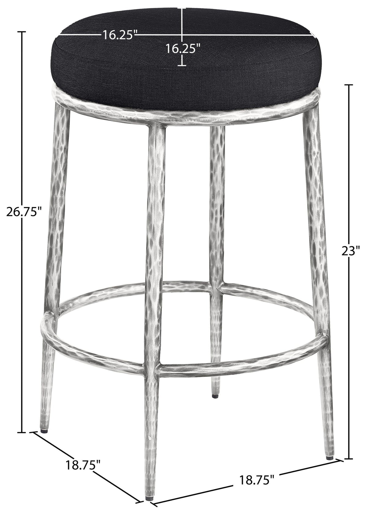 Ferro - Upholstered Backless Counter Stool With Brushed Silver Base