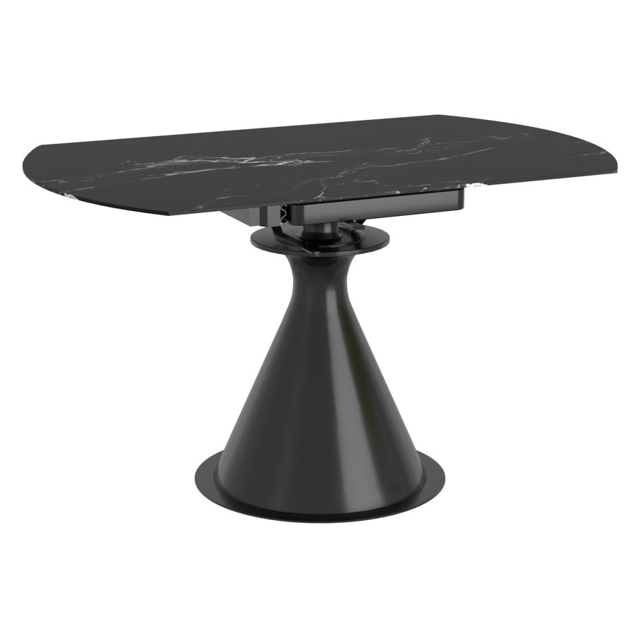 Calisto Round Pedestal Dining Table w/Extension in Black