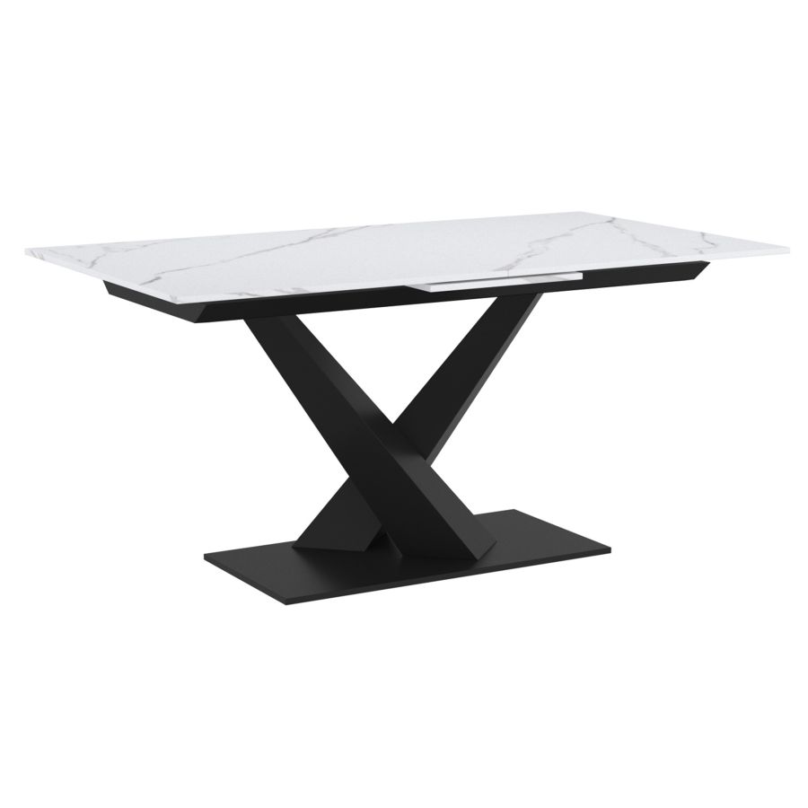 Julius Dining Table w/Extension in White and Black