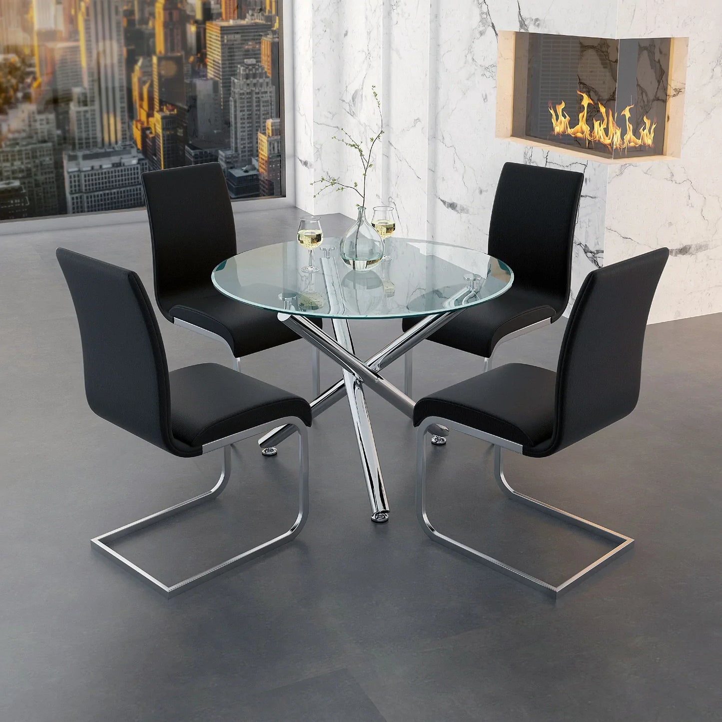 Solara II Round Dining Table in Chrome - Furniture Depot