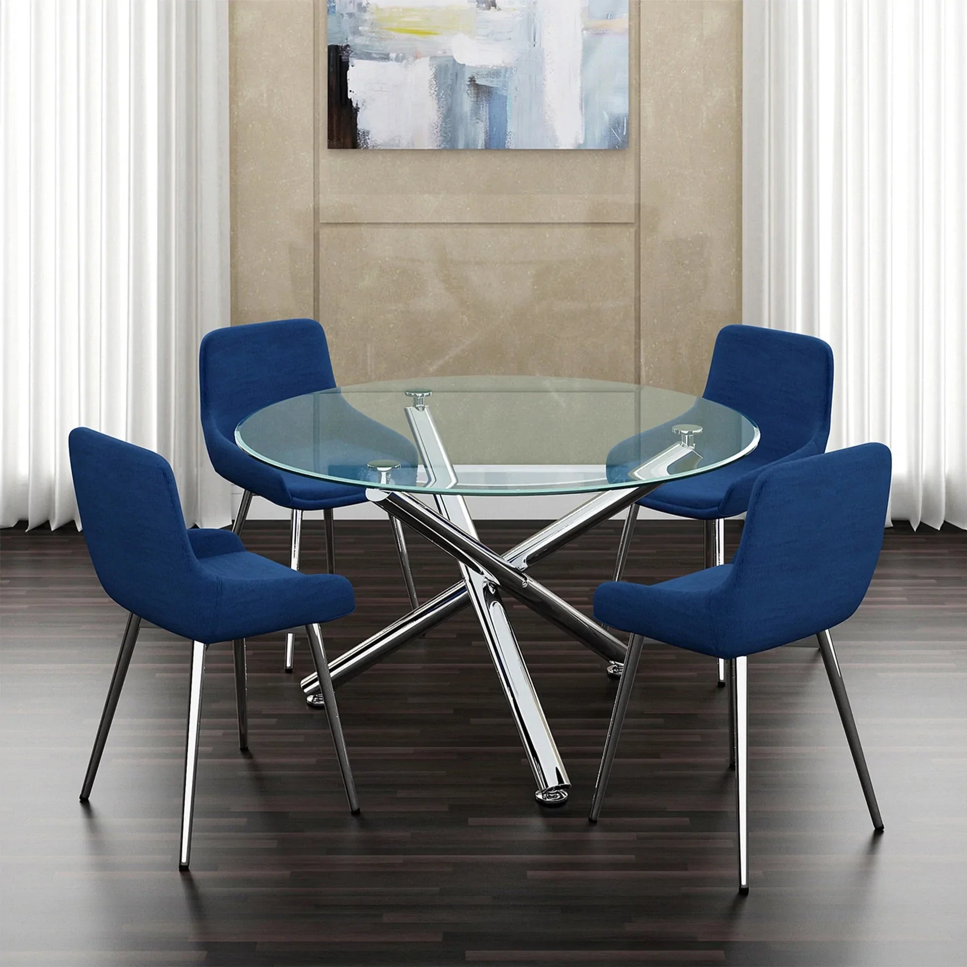 Solara II Round Dining Table in Chrome - Furniture Depot