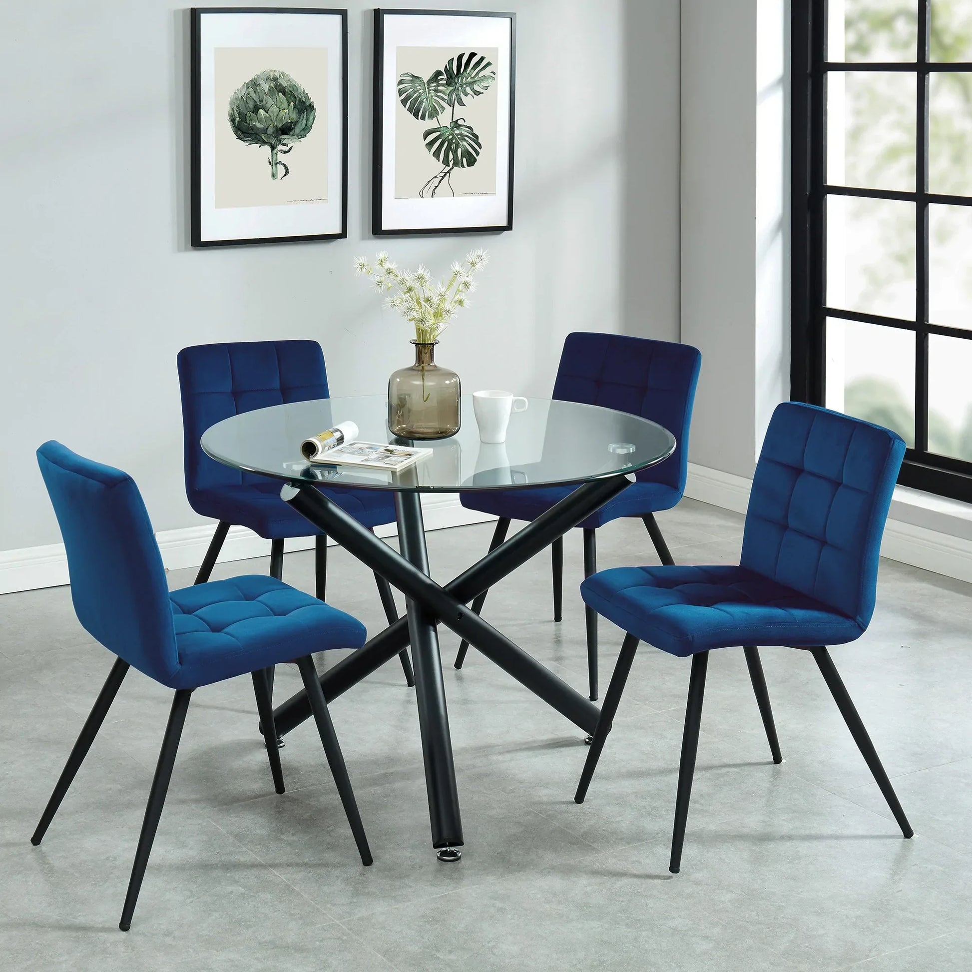 Suzette Round Dining Table in Black - Furniture Depot