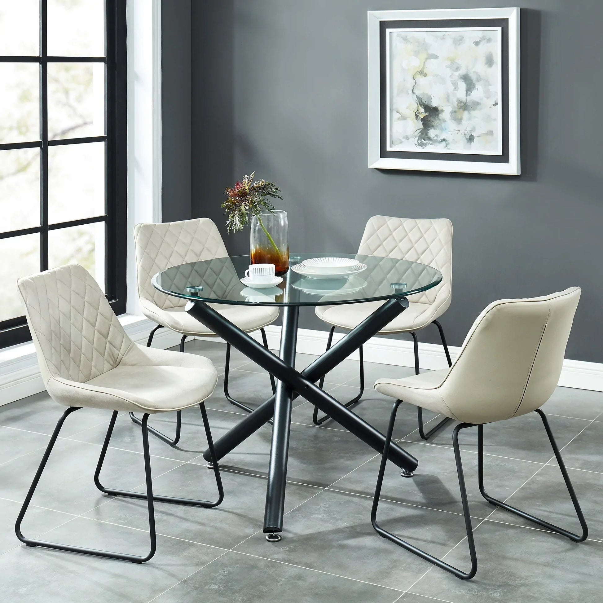 Suzette Round Dining Table in Black - Furniture Depot