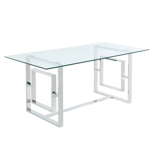 Eros Rectangular Dining Table in Silver - Furniture Depot