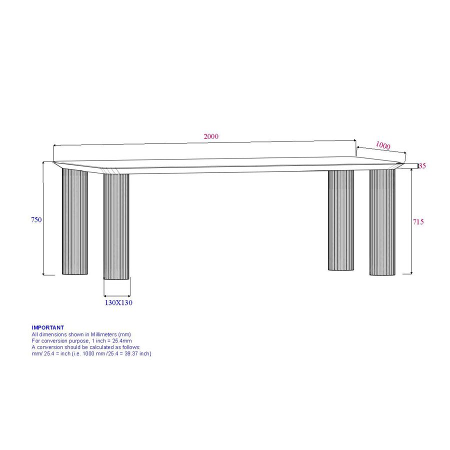 Sangra 79" Large Rectangular Dining Table in Natural