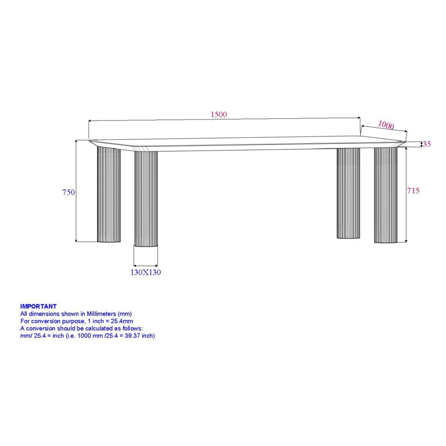 Sangra 59" Small Rectangular Dining Table in Natural