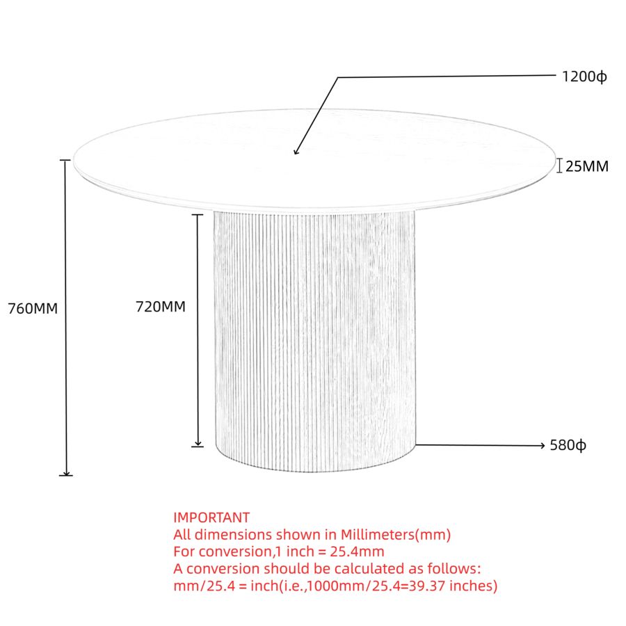 Tovas Round Dining Table in Ivory