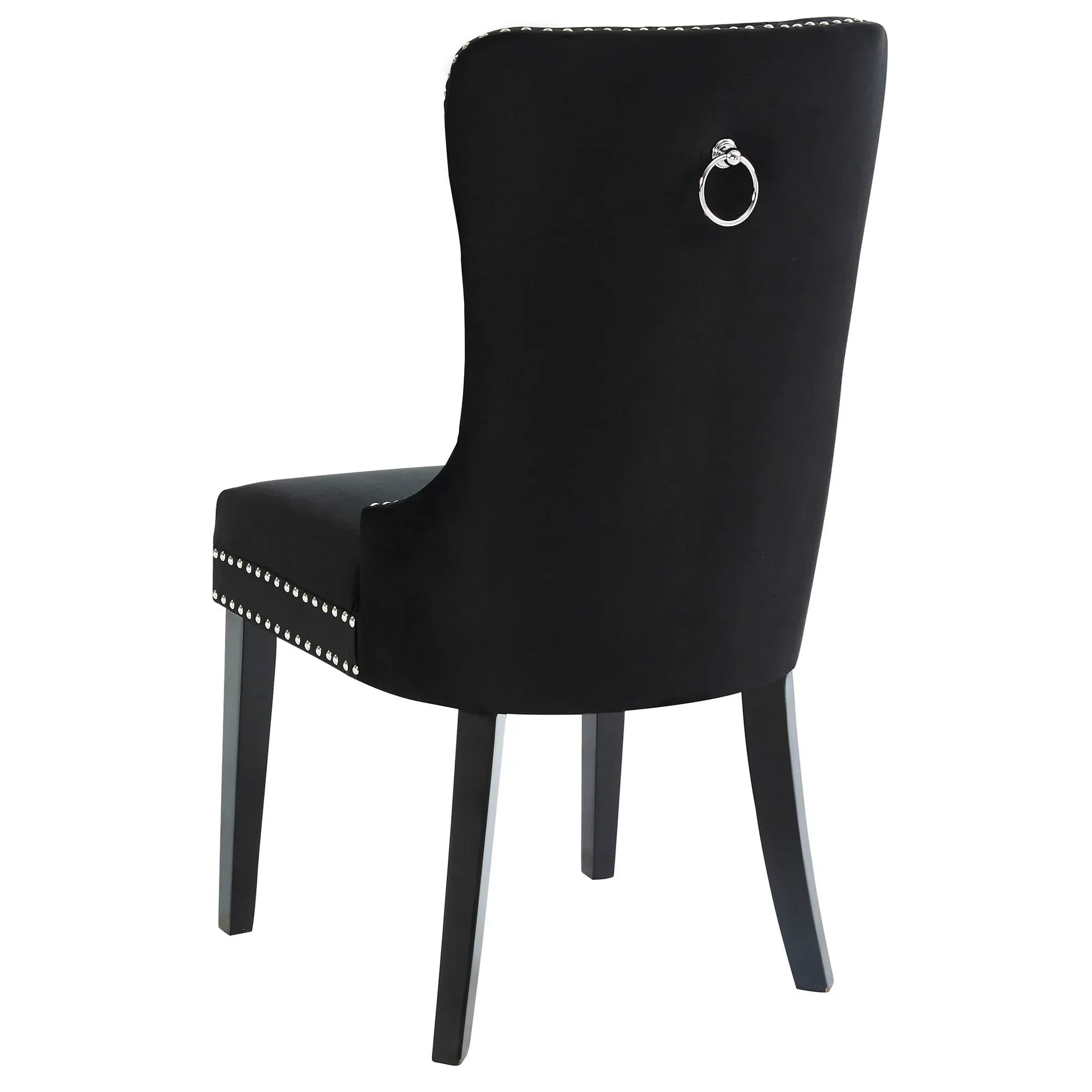 Rizzo Side Chair, set of 2 in Black Velvet - Furniture Depot