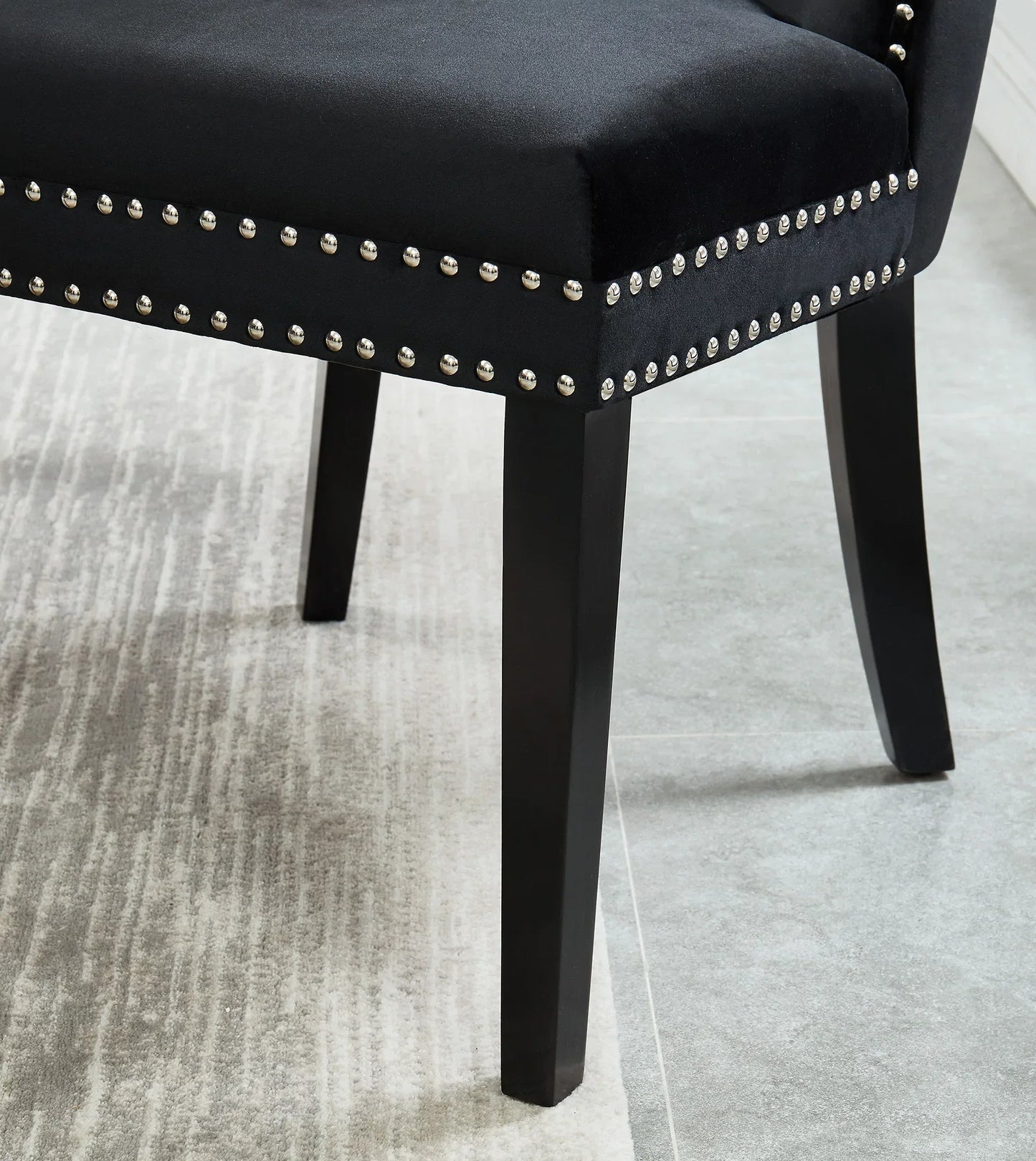 Rizzo Side Chair, set of 2 in Black Velvet - Furniture Depot