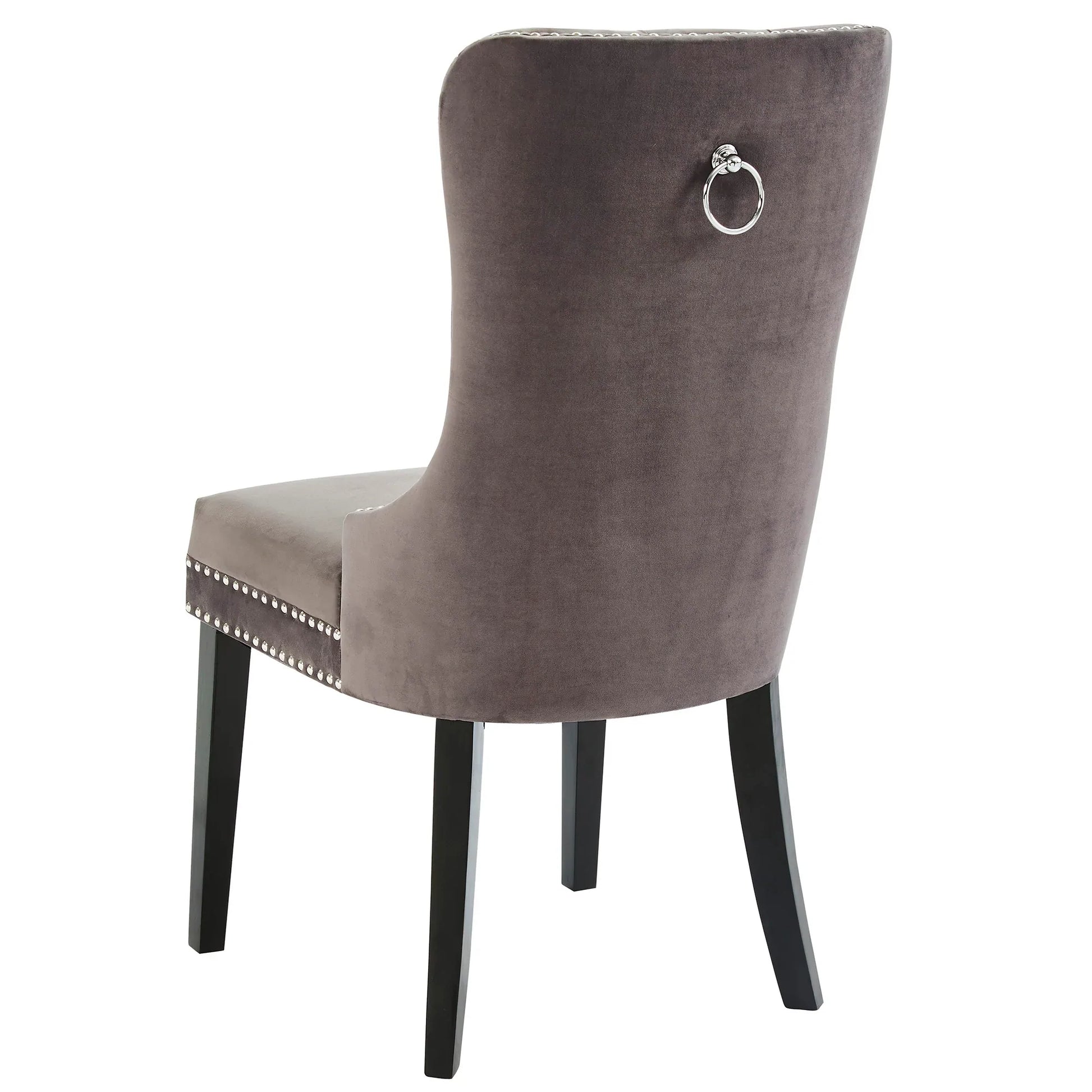 Rizzo Side Chair, set of 2 in Grey Velvet - Furniture Depot