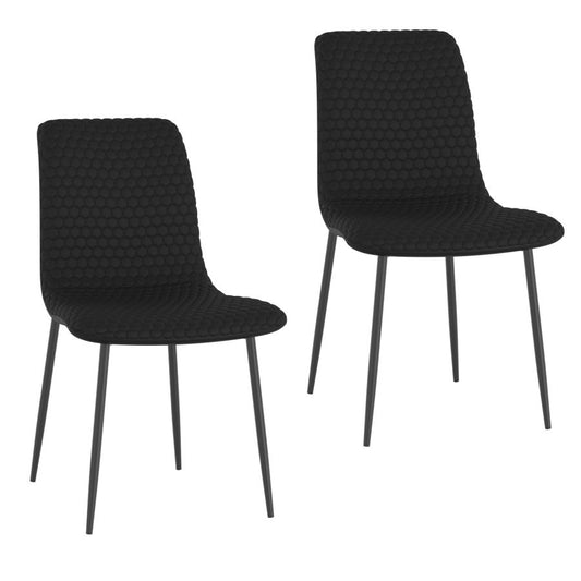 Brixx Dining Chair, Set of 2, in Black Faux Leather and Black