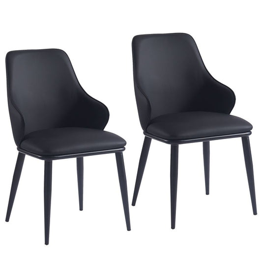 Kash Dining Chair, Set of 2, in Black Faux Leather and Black