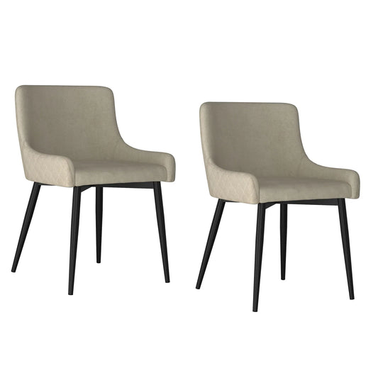 BIANCA-SIDE CHAIR-BEIGE/BLACK LEG (SET OF 2) - Furniture Depot