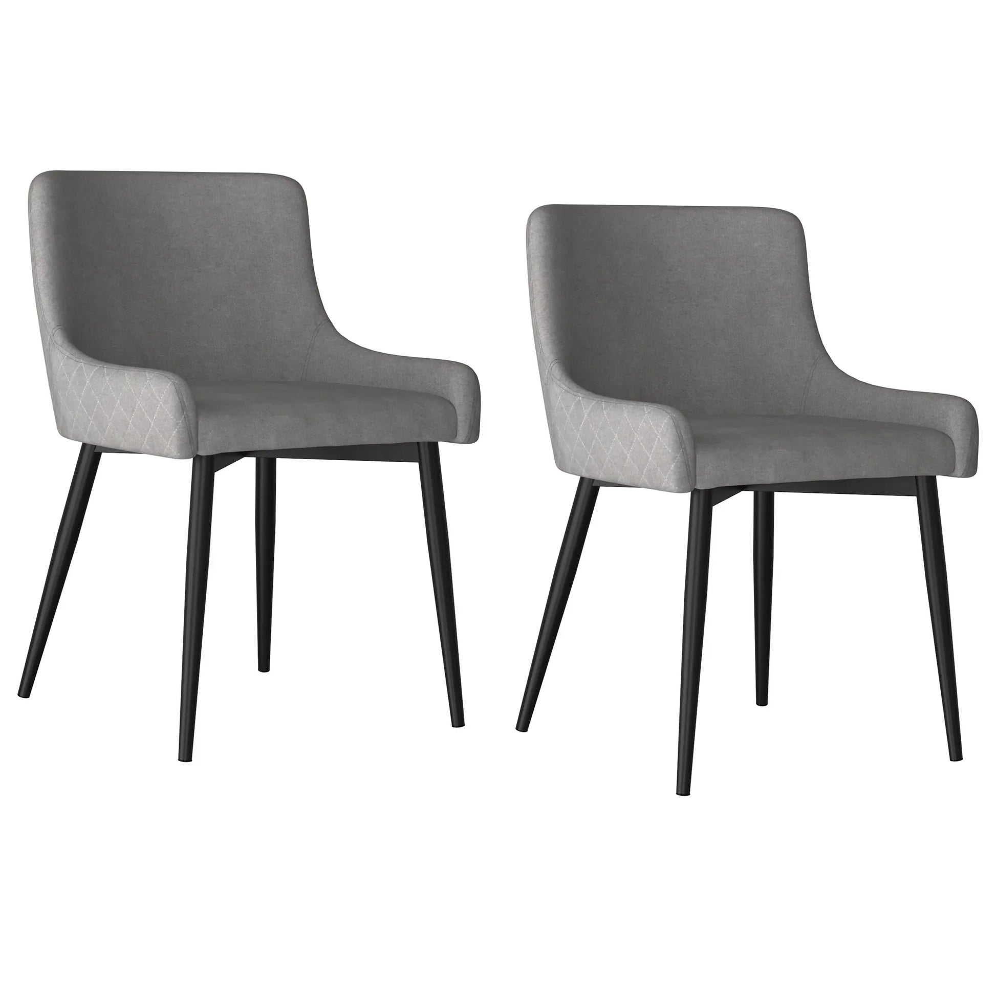 BIANCA-SIDE CHAIR-GREY/BLACK LEG (SET OF 2) - Furniture Depot