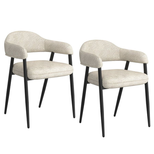 Archer Dining Chair, set of 2  in Beige Fabric and Black