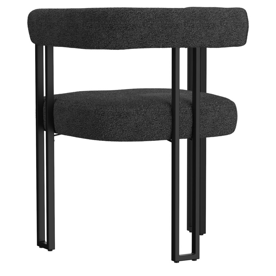 Scarlet Dining Chair, set of 2, in Charcoal Boucle and Black