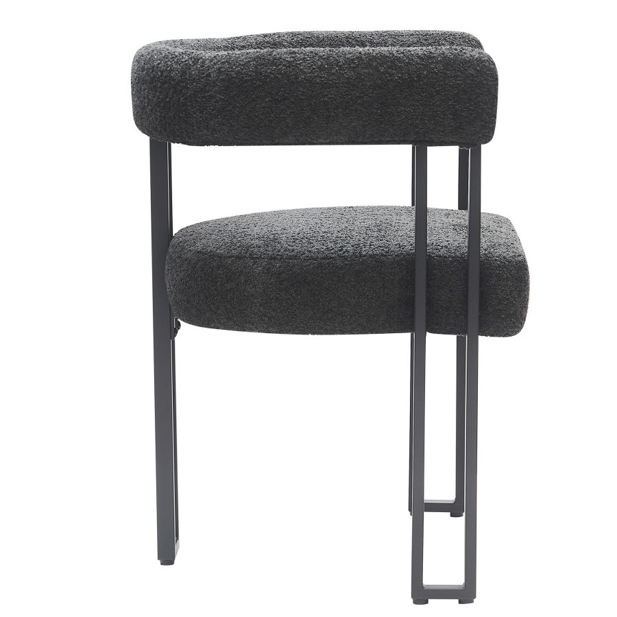 Scarlet Dining Chair, set of 2, in Charcoal Boucle and Black