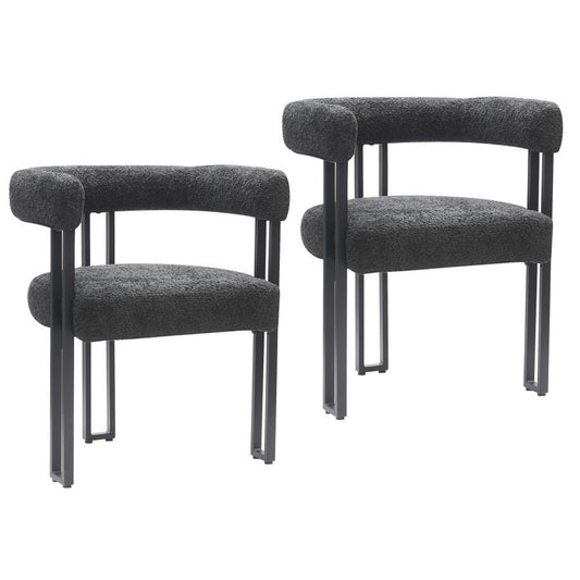 Scarlet Dining Chair, set of 2, in Charcoal Boucle and Black