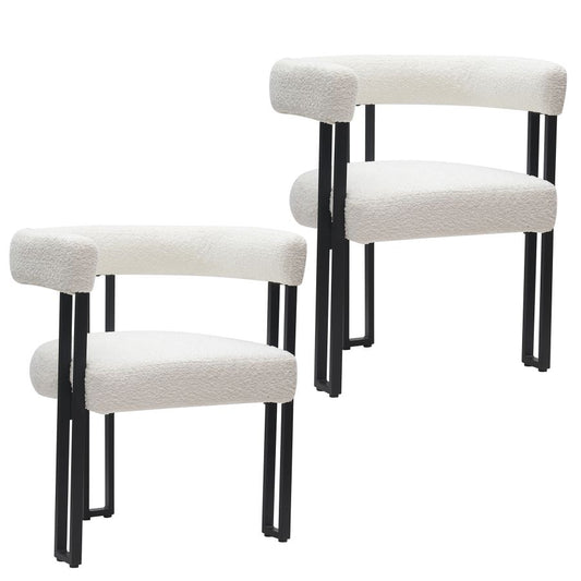 Scarlet Dining Chair, set of 2, in Ivory Boucle and Black