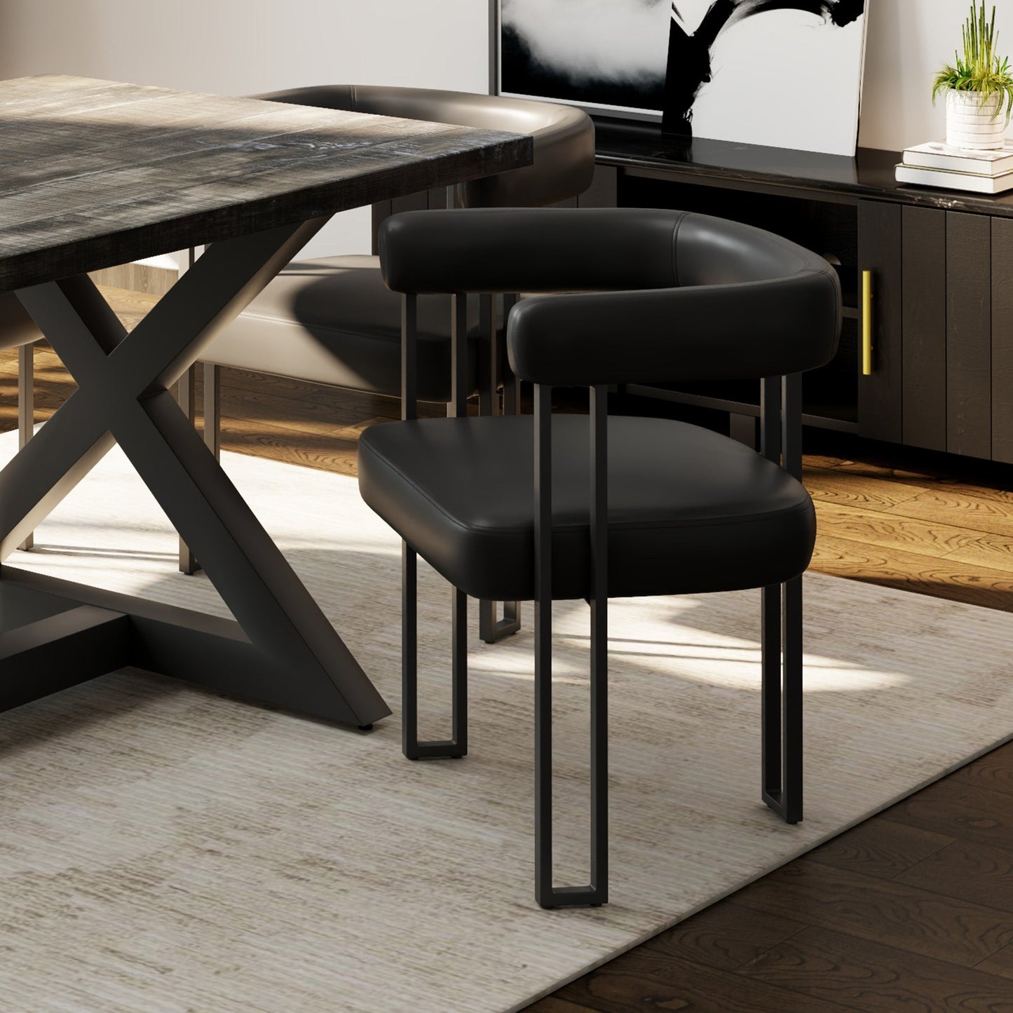 Scarlet Dining Chair Pu Black
