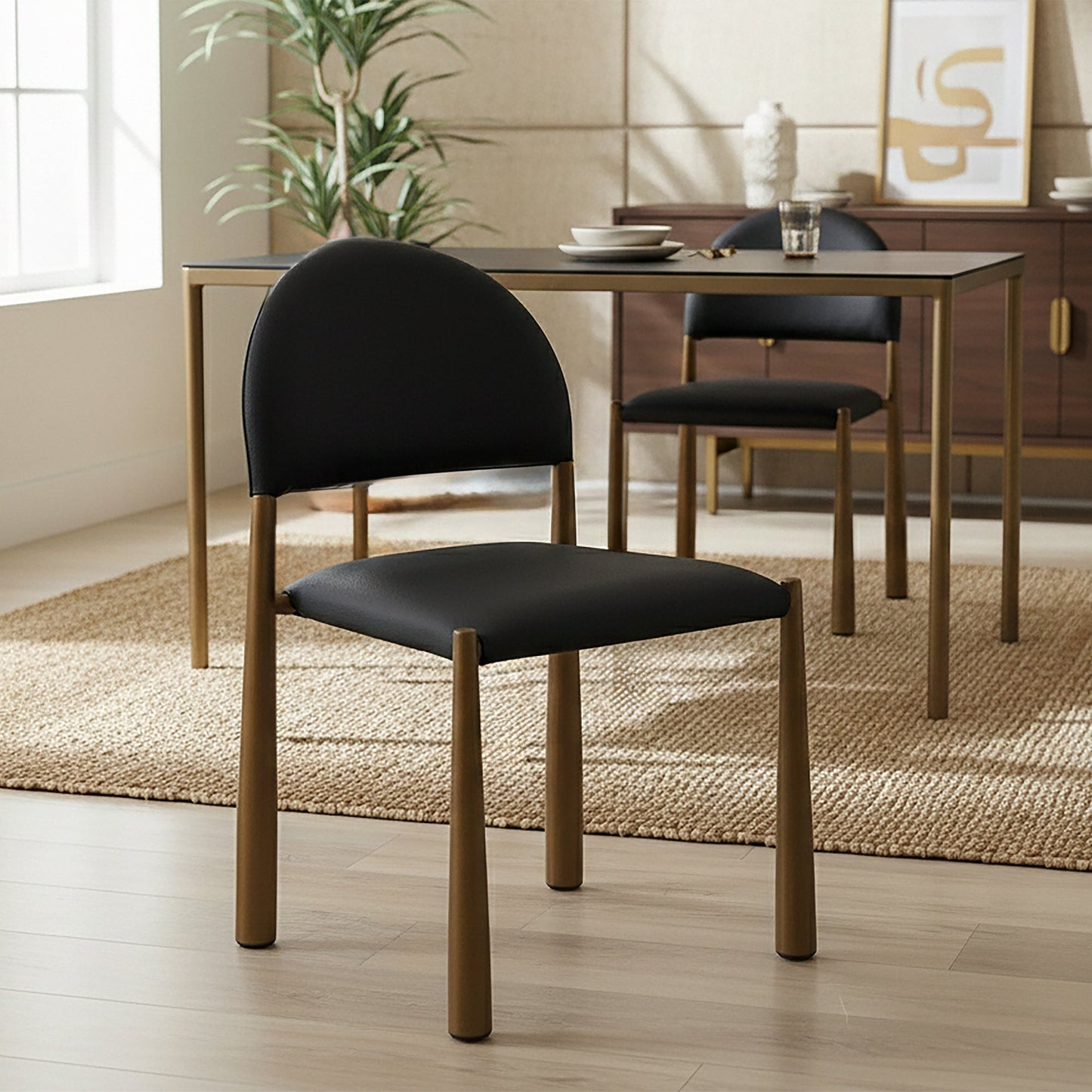 Auggie Dining Chair Black Aged Gold