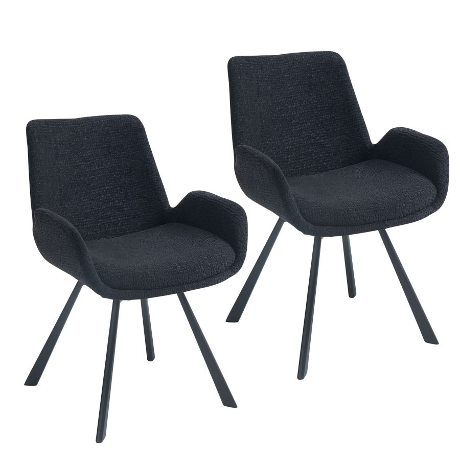 Signy Swivel Dining Chair, set of 2, in Black