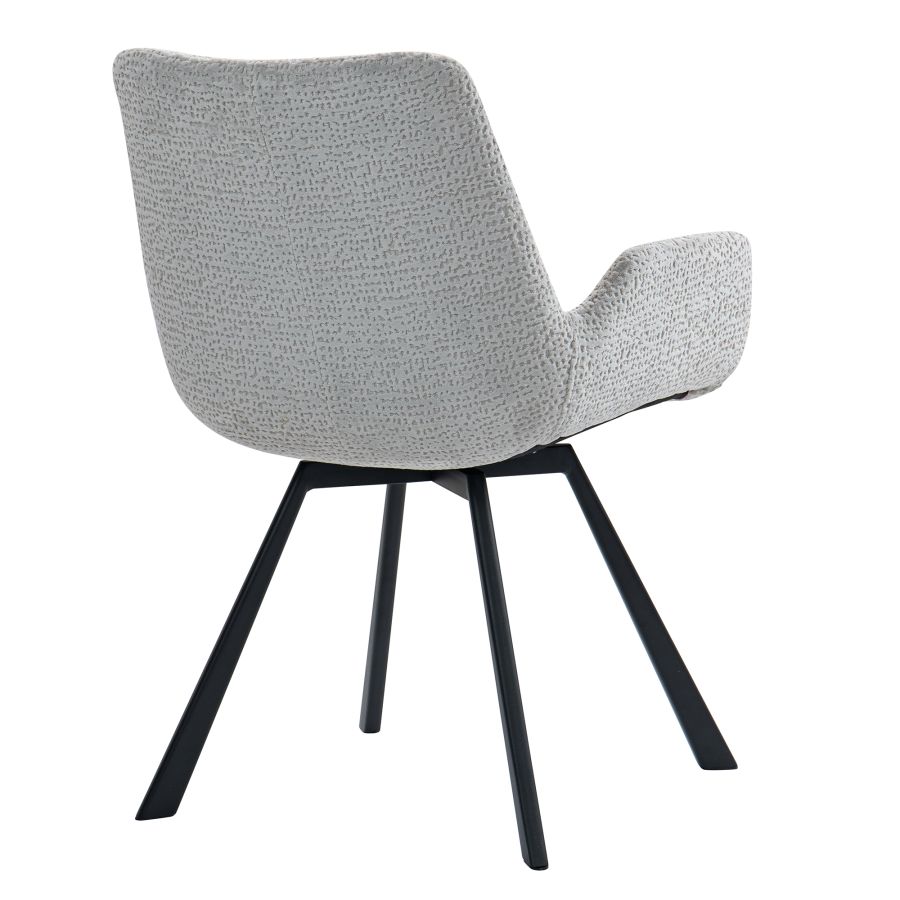 Signy Swivel Dining Chair, set of 2, in Light Grey and Black