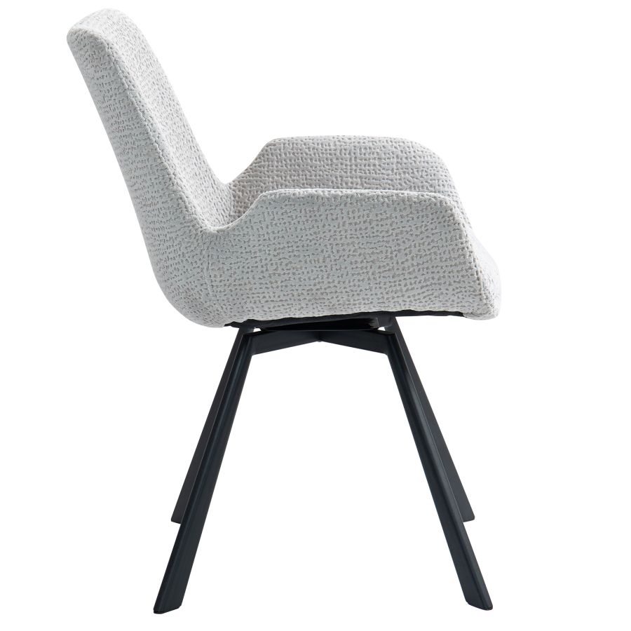 Signy Swivel Dining Chair, set of 2, in Light Grey and Black