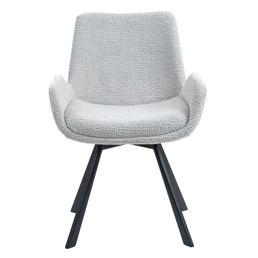 Signy Swivel Dining Chair, set of 2, in Light Grey and Black