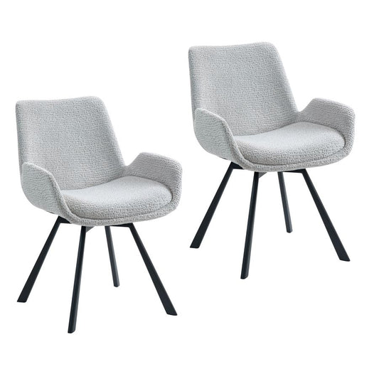 Signy Swivel Dining Chair, set of 2, in Light Grey and Black