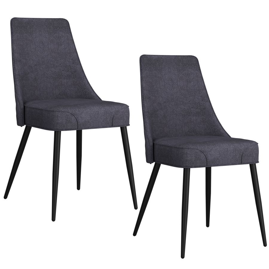 Koda Fabric Dining Chair, Set of 2 in Charcoal and Black