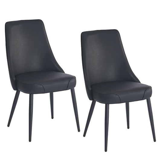 Koda Faux Leather Dining Chair, Set of 2 in Black and Black