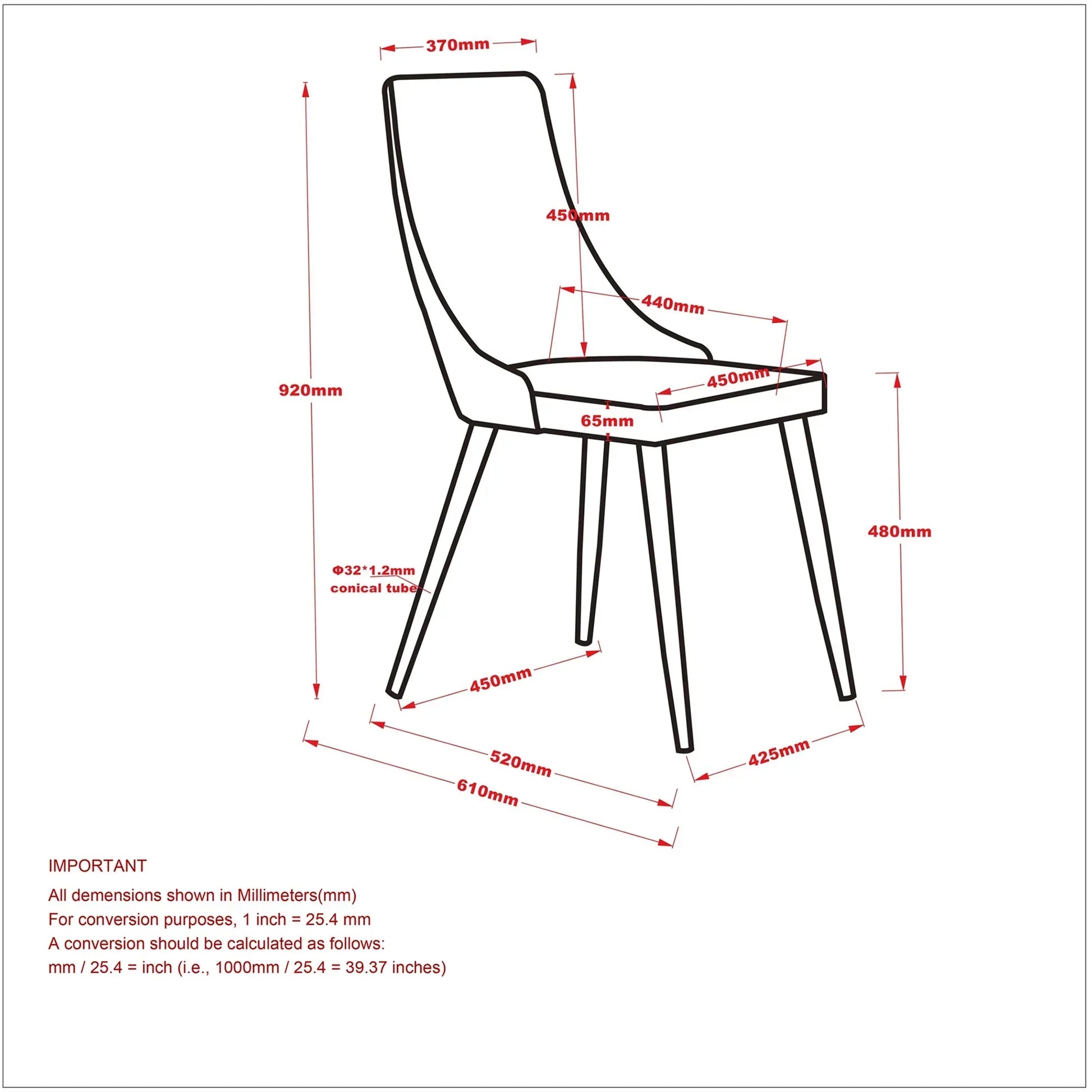 Carmilla Side Chair, set of 2 in Black - Furniture Depot