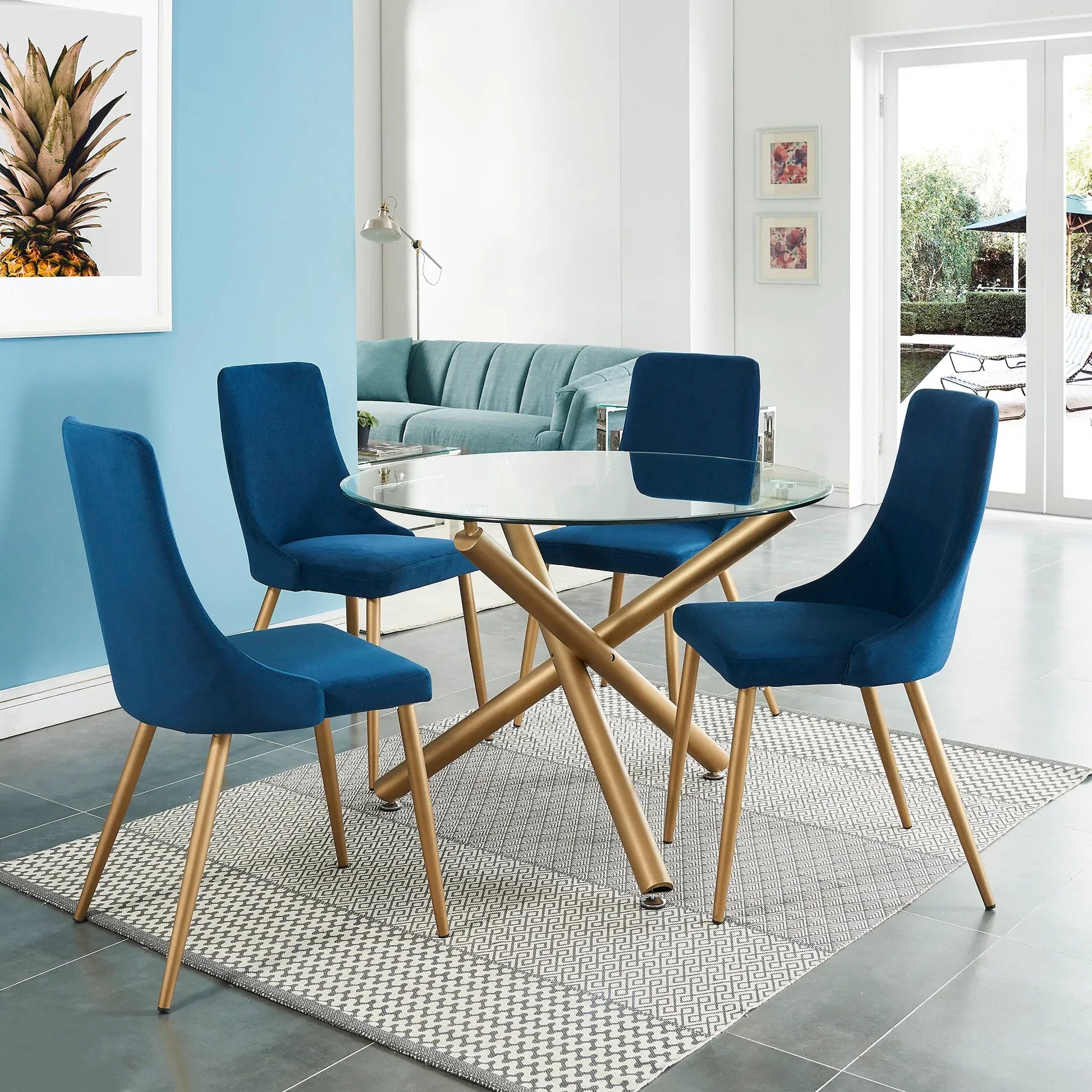 Carmilla Side Chair, set of 2 in Blue - Furniture Depot