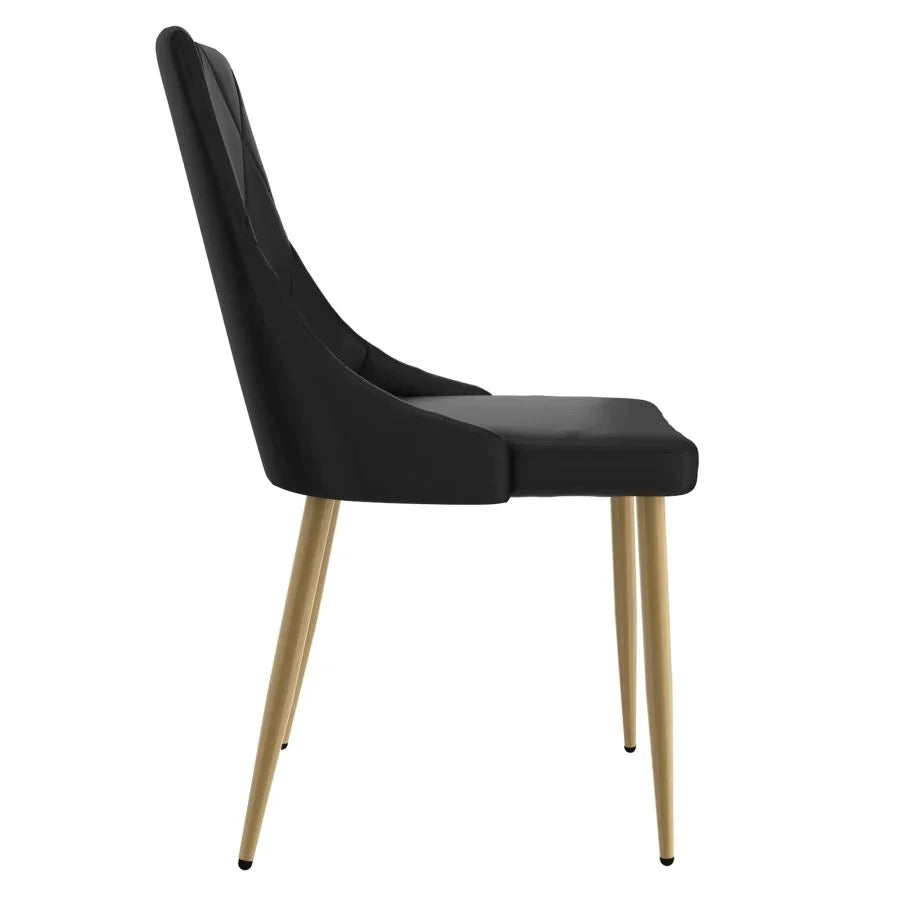 Antoine Side Chair, Set of 2, in Black with Aged Aged Gold Legs - Furniture Depot