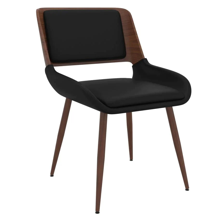 Hudson Side Chair in Black Faux Leather - Furniture Depot