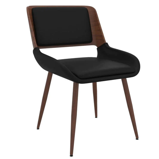 Hudson Side Chair in Black Faux Leather - Furniture Depot