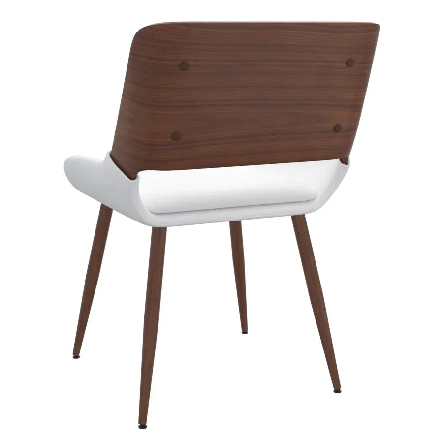 Hudson Side Chair in White Faux Leather - Furniture Depot
