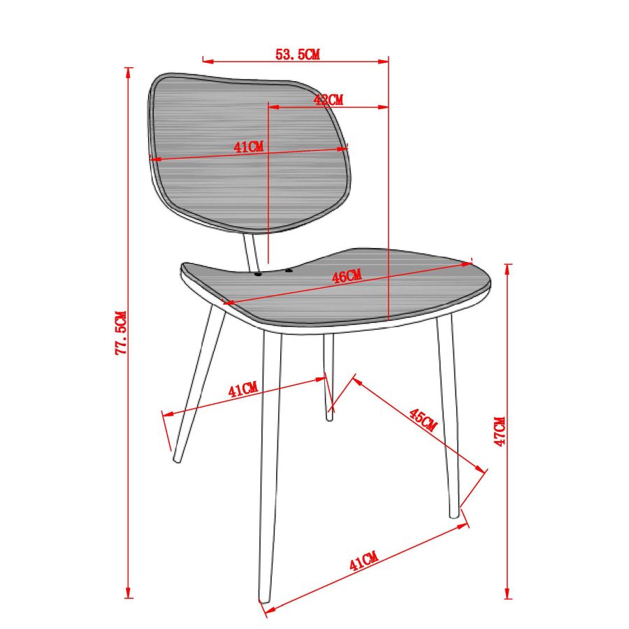 Capri Side Chair, Set of 2, in Rust, Walnut and Black