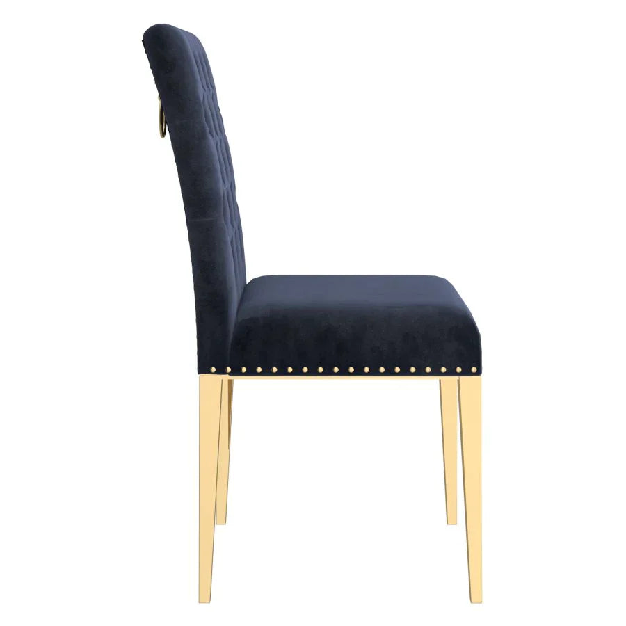 Azul Side Chair, set of 2, in Black with Gold Legs - Furniture Depot